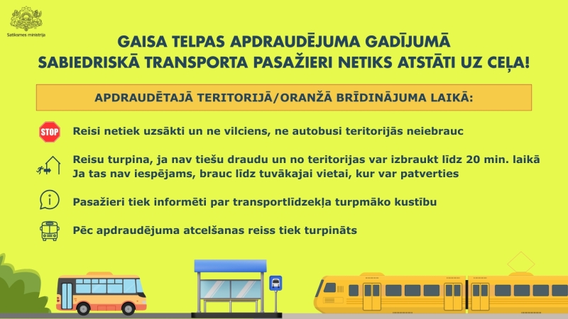 Sabiedriskā transporta darbība gaisa telpas apdraudējuma gadījumos