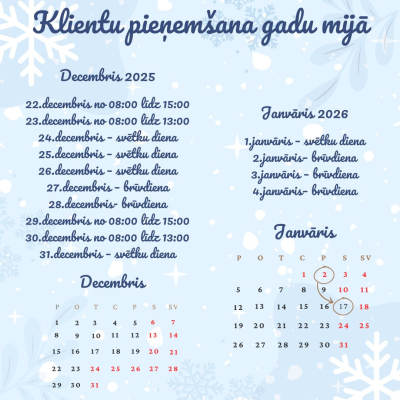 Klientu pieņemšana gadu mijā - 2025