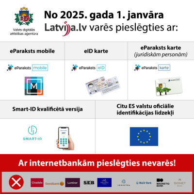 Informācija par pieslēgšanās izmaiņām portālā latvija.gov.lv